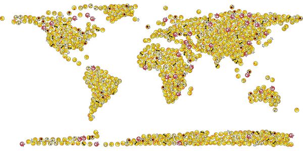 wereldkaart met emojis